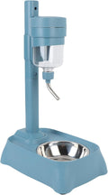 Adjustable Dog Standing Water Dispenser, 500ml Automatic Feeder Bottle Raised Drinking Pet Food Water Bowl for Cat Dog with Water Solution (Lake Blue)
