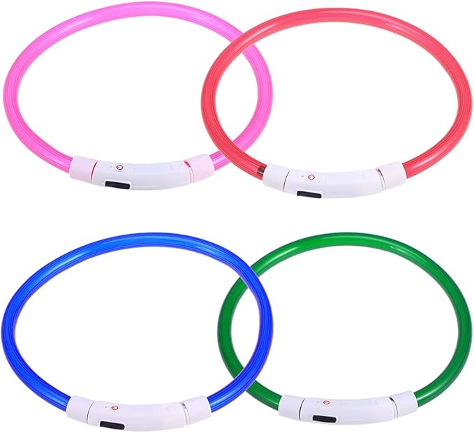 KESYOO Led Dog Collar USB Rechargeable Glowing Silicone Pet Collar Green -Saving Light for Night Safety and Visibility