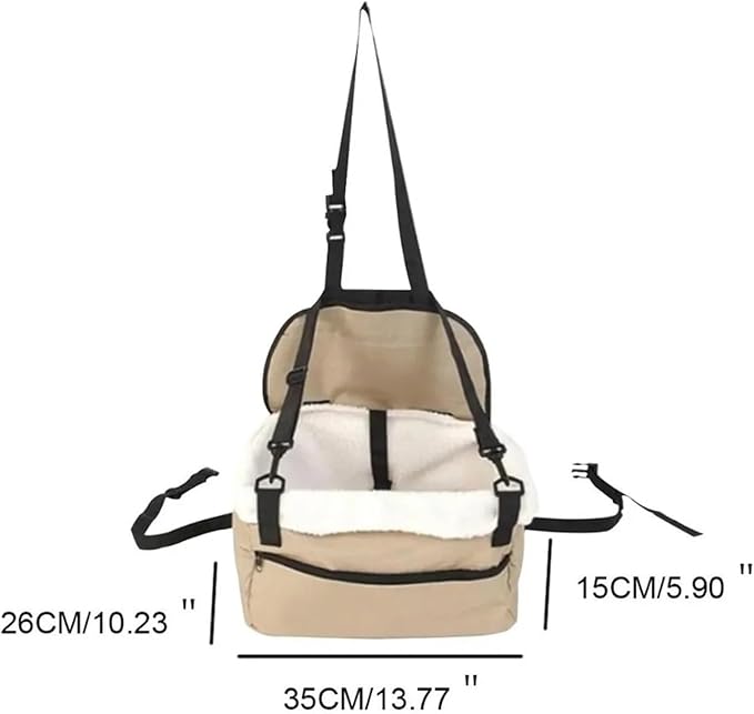 Pet Dog Car Booster Seat Pet Mesh Puppy Safety Belt Stable Foldable Travel Pet Dog Car Seat Booster Basket(Khaki)