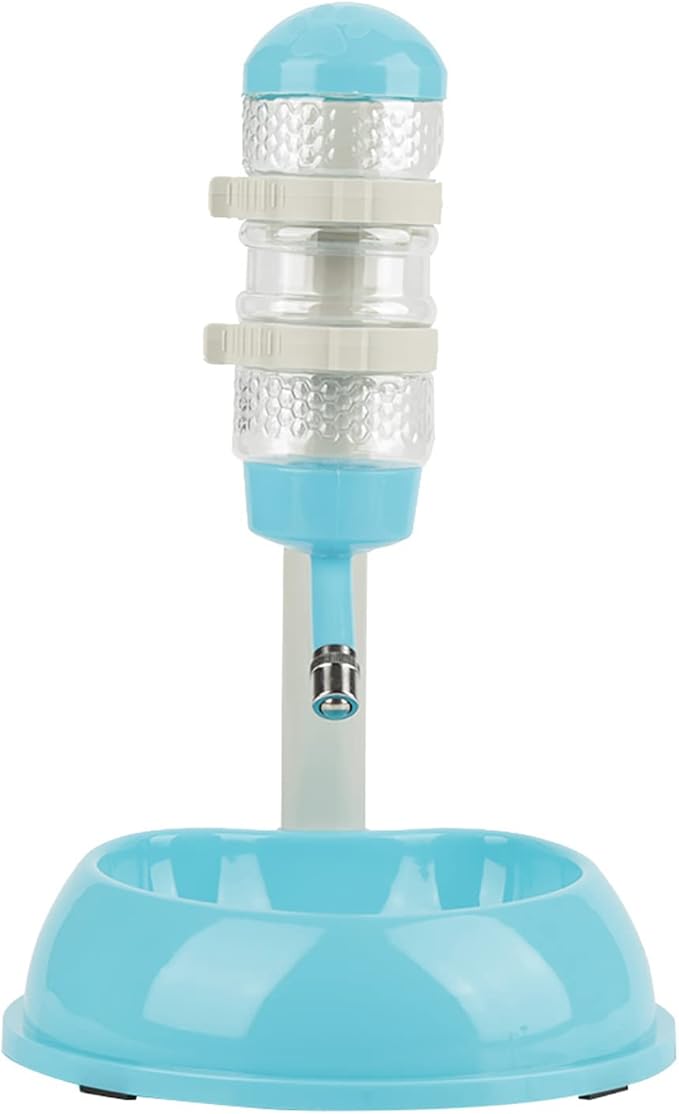 Pet Standing Water Dispenser, Height Adjustable Automatic Drinking Bowl Feeder Dog Feeding Bowl with Detachable Pole for Pets Cats Dogs (Blue)
