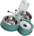 Automatic Pet Water Feeder 720Ml Stainless Steel Bowls Multi-Function Waterer and Feeder for Dogs and Cats Green for Household Use