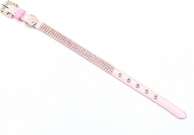 Pet Collar Hot Bling Rhinestone PU Leather Complex Nylon Crystal Diamond Studded Puppy Pet Dog Collar Size S M L Pink Supplies 2 Pink 1.2x35cm