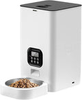 Pet Feeder Pet Automatic Feeder Square Feeder 4L6L Food Storage Bucket Timed Quantitative Removable Suitable Compatible with Cats and Dogs Pets Supplies(6L White A,Button)
