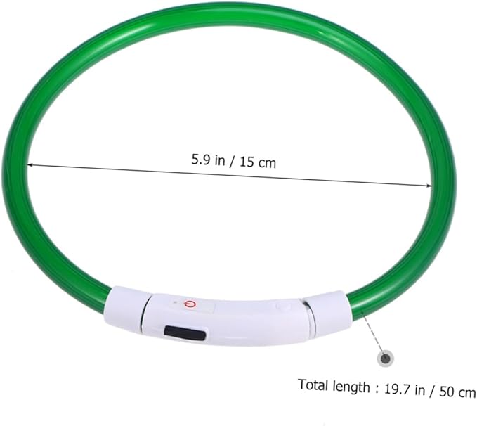 POPETPOP LED Glowing Dog Collar USB Rechargeable Silicone PET Collar 50cm Night Safety Light-Up Fiber Optic Dog for Pets