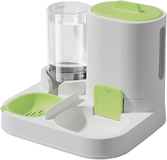 Automatic Pet Feeder Waterer, Cat Feeder, Dog Bowl, Removable Portable Water Dispenser, Green
