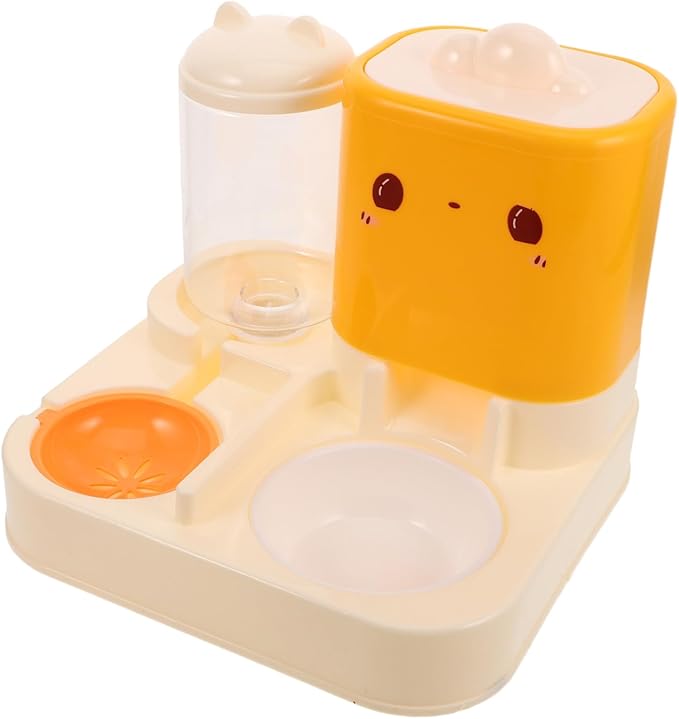 Automatic Cat Dog Feeder Double Bowls Water Dispenser Pet Food and Water Station Space-Saving Design Easy-Clean Material