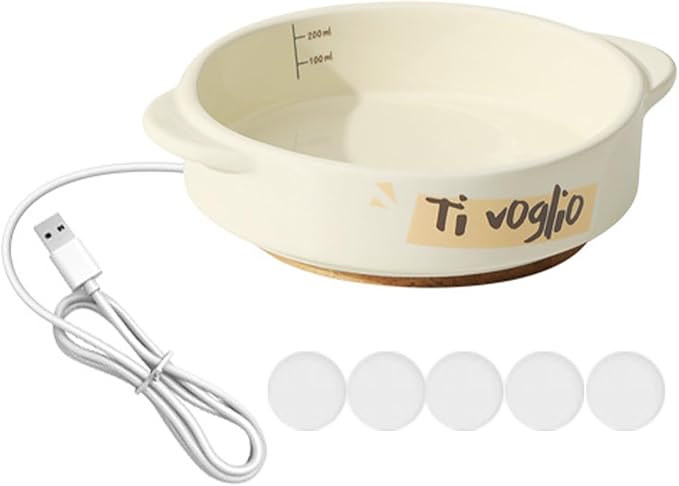 Ceramic Pet Heating Bowl - Constant Temperature Drinking Dish, Automatic Warm Water Feeder, Cold Weather Care Accessory | Chickens Birds Rabbits Cats for Chickens Birds Rabbits Cats