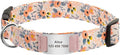 Flower Printed Dog Collar Custom Nylon Puppy Pet Collar Personalized Pitbull Collars Pets Acessorios for Small Medium Large Dog Yellow L