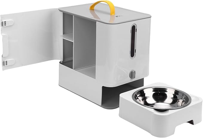 Automatic Cat Dog Food Dispenser, Large Capacity Pet Feeder with Sealing Technology for Food Storage, Timed Auto Feeding for Home Travel (Gray)