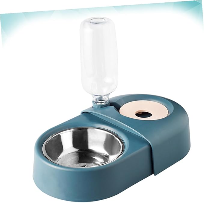 Automatic Dog Feeder and Water Bowl with Spill-Resistant Design, Blue Pet Food and Water Dish for Cats and Dogs, Suitable for Home Use
