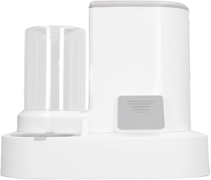 Pet Feeder and Water Dispenser, 2 in 1 Gravity Automatic Water Dispenser and Food with Large Capacity for Dogs Cats Pets (Grey)