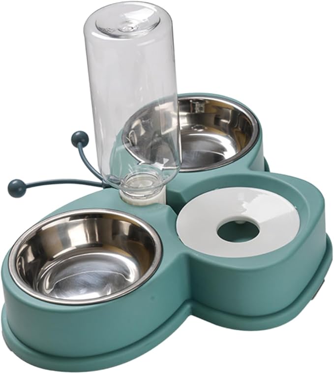 Sosoport Household Water Feeder and Dog Accessory Automatic Pet Water Dispenser with Dual Bowl Design Non-Slip Base and Transparent Detachable Bottle for Cats and Dogs