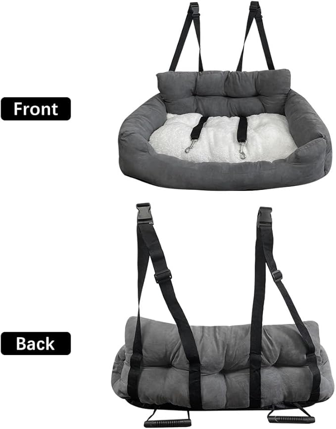 Dog Car Seat, Adjustable Safety Leash Premium Cloth Pet Seat with Comfortable Cotton Fill, for Small Medium Large Dogs Cats Cars SUVs Trucks Home Use (Double)