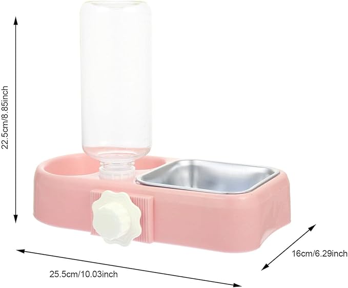 Automatic Refill Hanging Pet Bowl Set with Detachable Water Dispenser and Anti-Skid Dog Feeder Bowls for Cage Hanging Cats and Dogs, Pink, Suitable for Indoor Use