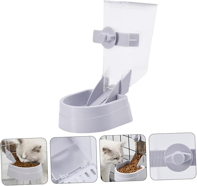 1pc Hanging Pet Feeder for Dogs and Cats Automatic Food Container Detachable Design Gray for Preventing Spills and Easy Cleaning
