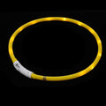 Sosoport LED Rechargeable Silicone Pet Collar, Adjustable L Size Glowing Dog Neck Belt for Night Safety and Decoration, Yellow Oval Luminous Collar for Dogs