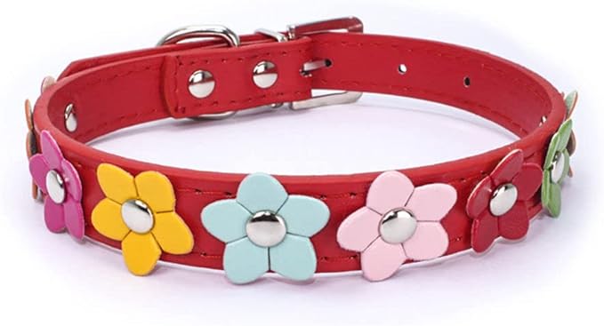 Mini Colorful Flower Puppy Dog Collar Girl Cat Collars Red M
