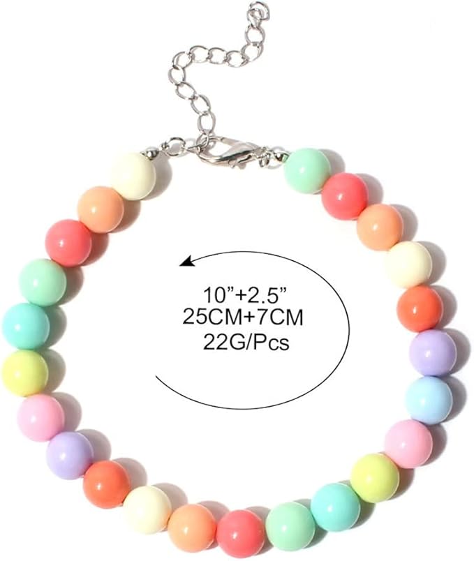 Pet Jewelry Candy Color Dog Pearl Collar Cute Teddy Necklace Jewelryc Chihuahua York Girl Clothing Dress Accessories(10+2.5 in)