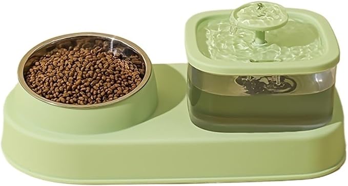 Compatible for Automatic Feeder and Water Dispenser, Large Capacity Pet Food Bowl for Dogs and Cats(Green Stain Steel)