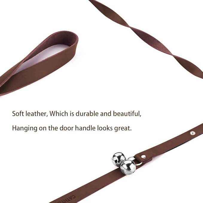 Leather Dog Doorbells for Door Knob, Dog Bells to Go Outside & Puppy Potty Training, Adjustable Brass Dog Bell, Makes Training Your Puppy a Breeze.