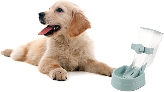 Automatic Hanging Dog Feeder with Lid Capacity Pet Food Dispenser for Cage Use Space-Saving Stable Design Easy to Clean Detachable Bowl in Night Sky Blue