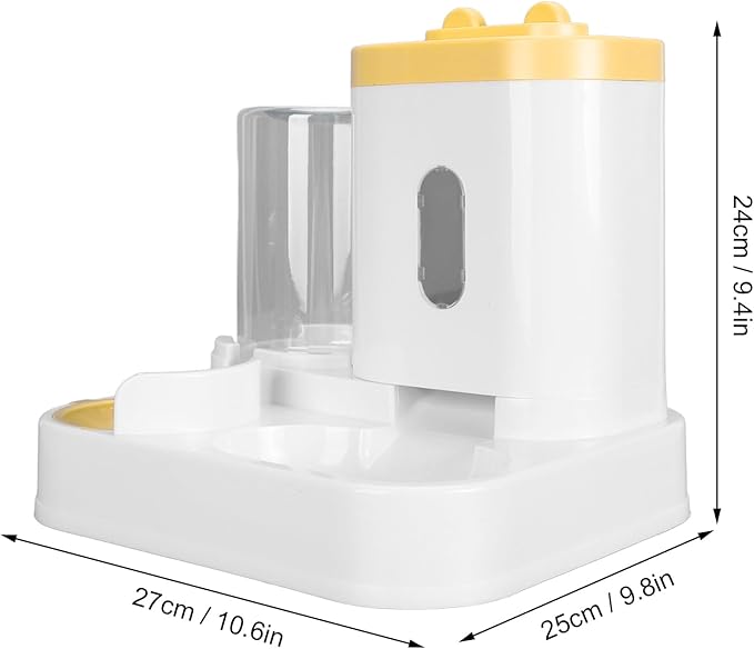 Pet Feeder and Water Dispenser Set, Automatic Cat Food Dispenser, 2 in 1 Automatic Cat Feeder and Water Dispenser for Indoor Small Medium Dog Puppy Kitten (Yellow)