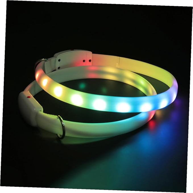 Ciieeo USB Charging LED Dog Collar Glowing Luminous Pet Collar White Light-up for Evening Strolls