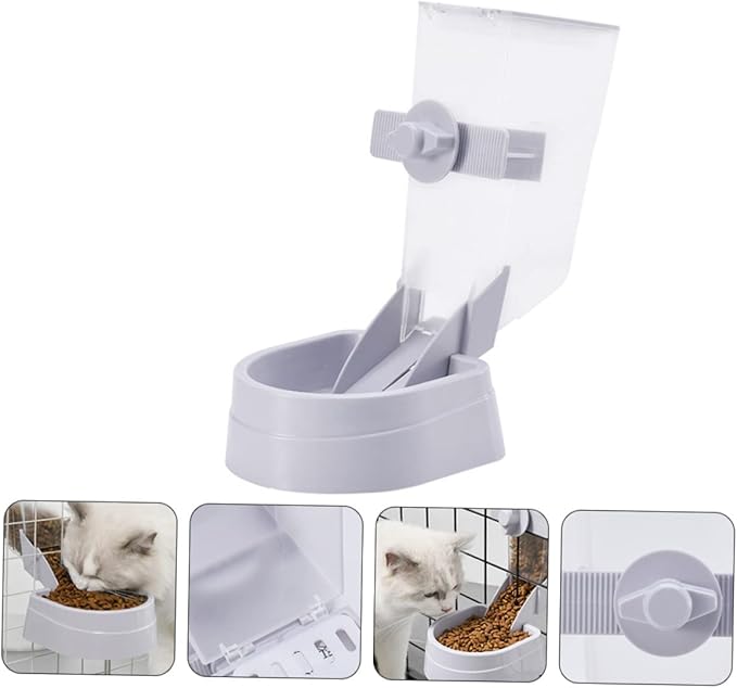 Mikikit 1pc Hanging Pet Feeder Automatic Dog Cat Food Container Tipping-Resistant Design Capacity of Food for Dogs and Cats Gray