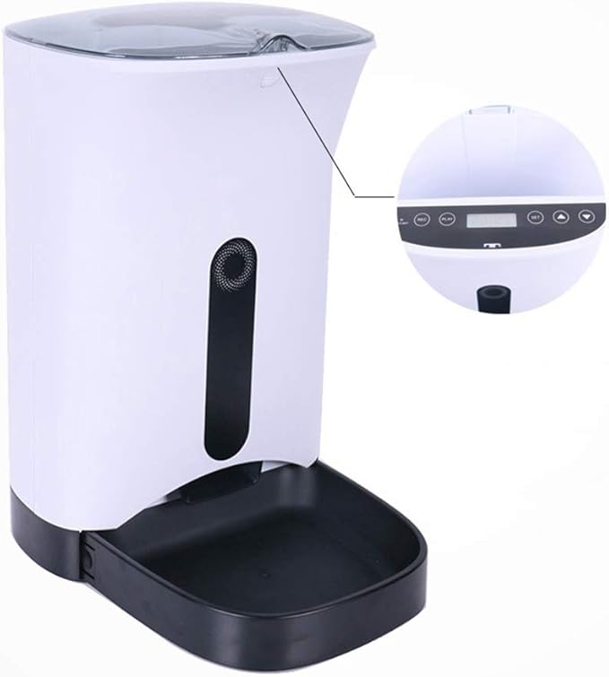 feeders White + Black pet Dog cat Automatic Feeder 4.3L Large Capacity recordable Feeding Machine Bowl 4 Meals Timing quantitative Dual Power Supply ABS
