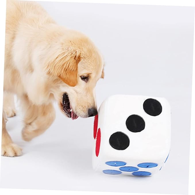 SUPVOX Plush Dog Dice White Sniffing Training Enrichment for Pets Soft Funny Nosework Snuffle for Interactive Play