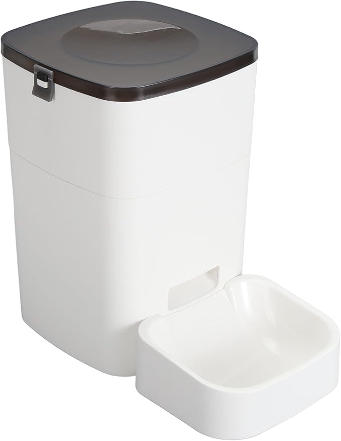 Automatic Pet Feeder, Remote Control, Large Capacity Automatic Cat Dog Feeder for Home, Built in Smart System for Precise Timing and quantified Feeding, with Music Reminder (White)
