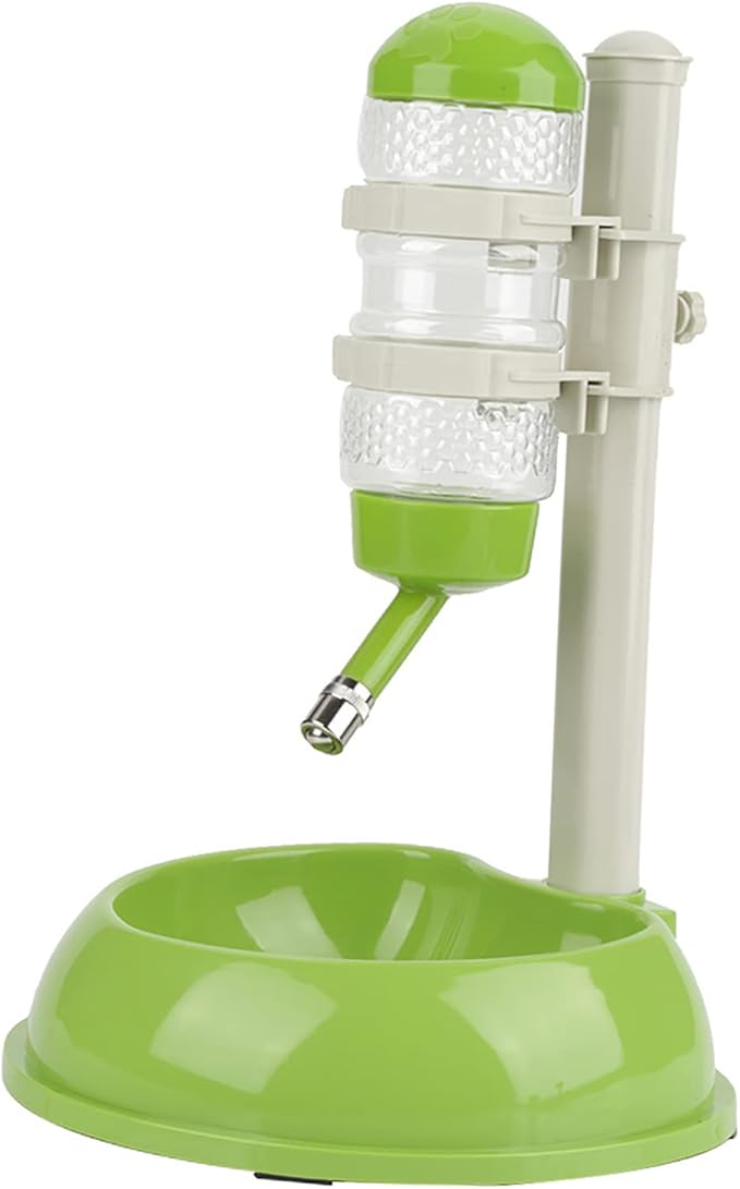 Pet Standing Water Dispenser, Height Adjustable Automatic Drinking Bowl Feeder Dog Feeding Bowl with Detachable Pole for Pets Cats Dogs (Green)