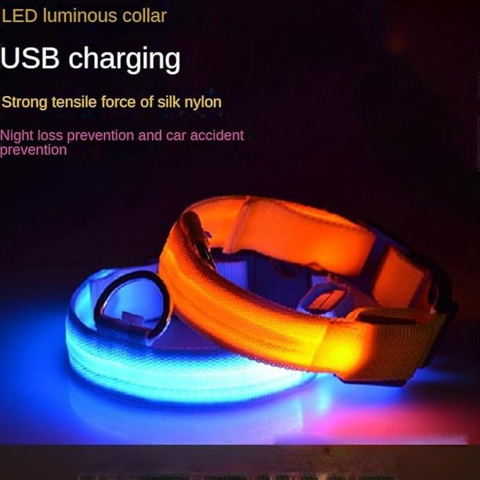 LED Dog Collar, Light Up Dog Collars, Adjustable USB Rechargeable Glow in The Dark Dog Collars High Visibility Glowing Dog Collars for Large Medium and Small Dogs (X-Large,Red)