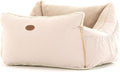 Dog Car Seat for Small Medium Large Dogs, Eco-Friendly Microfiber Velboa, Dog Booster for Under 45Lbs, Detachable and Washable Travel Seat with Thick Cushion (Pink Beige, L)