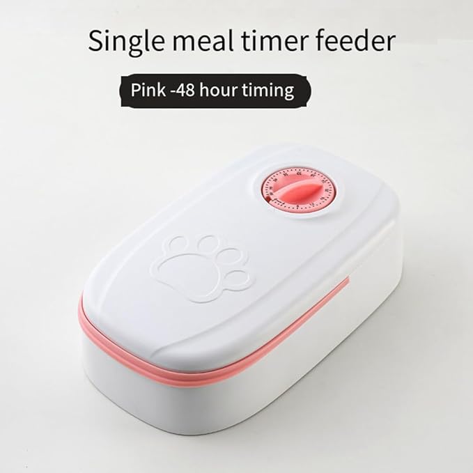 Pet Automatic Timing Feeder Detachable Auto Dog Dry Food Dispenser Food Feeder Timed for Cats Dogs, Pink