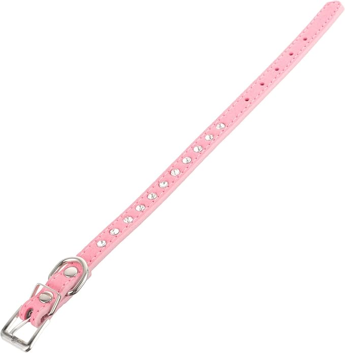 BESPORTBLE Adjustable Rhinestone Pet Dog Collar Pu Leather Neck Accessory for Cats and Dogs for Daily Wear Parties and Special Occasions