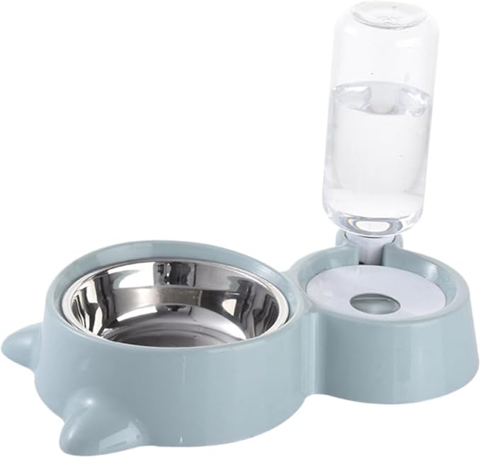 Pet Dual Water Food Feeder Bowl for Cats and Dogs Unique Design Non-tip Smooth Convenient Feeding Automatic Dispenser for Indoor Use