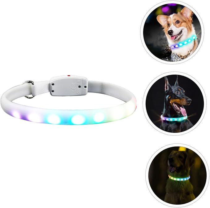 LED USB Rechargeable Dog Glowing Collar Waterproof Night Luminous Pet Collar with Flashing Safety Light for Walking