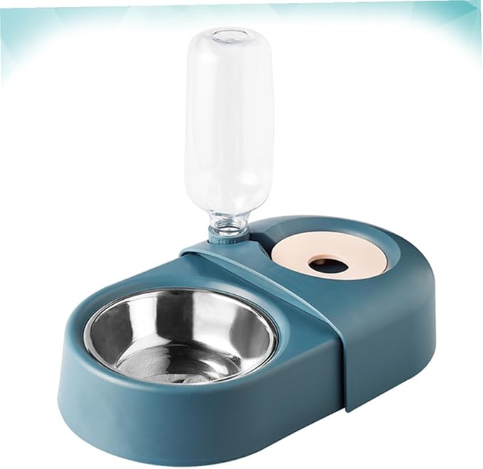 Automatic Dog and Cat Feeder Bowl with Water Dispensing Function, Blue Anti-Spill Pet Food and Water Bowl for Home Use, Sturdy Pet Feeding Supply