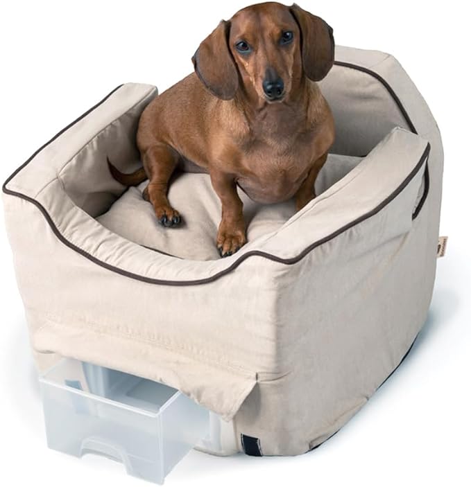 Luxury Lookout II Pet Car Seat in Microsuede Size: Small (up to 18 lbs), Fabric: Buckskin/Java