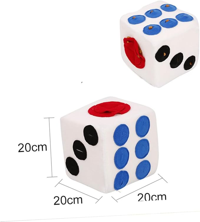 Toyvian Plush Dog Dice for Training and Sniffing Funny White Animal Plush with Elastic Durable Snuffle for Puppy Play and Interactive Pet Fun