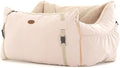 Dog Car Seat for Small Medium Large Dogs, Eco-Friendly Microfiber Velboa, Dog Booster for Under 45Lbs, Detachable and Washable Travel Seat with Thick Cushion (Pink Beige, XL)