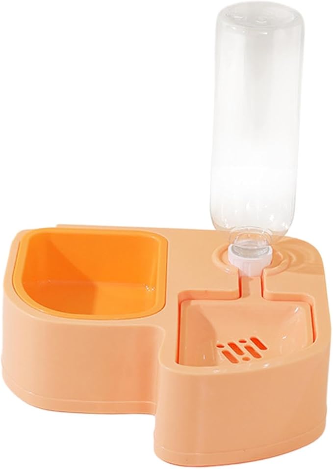 Double Dog Cat Bowls, Pet Water and Food Bowl Set Anti Slip Durable Automatic Water Dispenser for Food and Water Kitten Kitty Squirrel Puppy, Orange