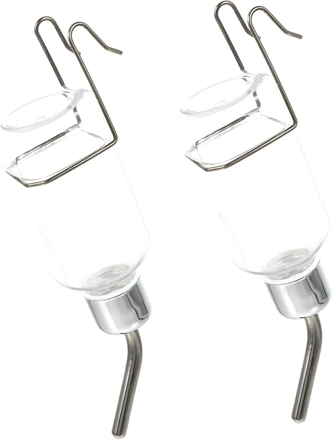 Kisangel 2pcs Pet Water Dispenser Hanging Automatic Drinking Bottle for Cats Puppies and Dogs Convenient Feeder Easy to Attach Cages