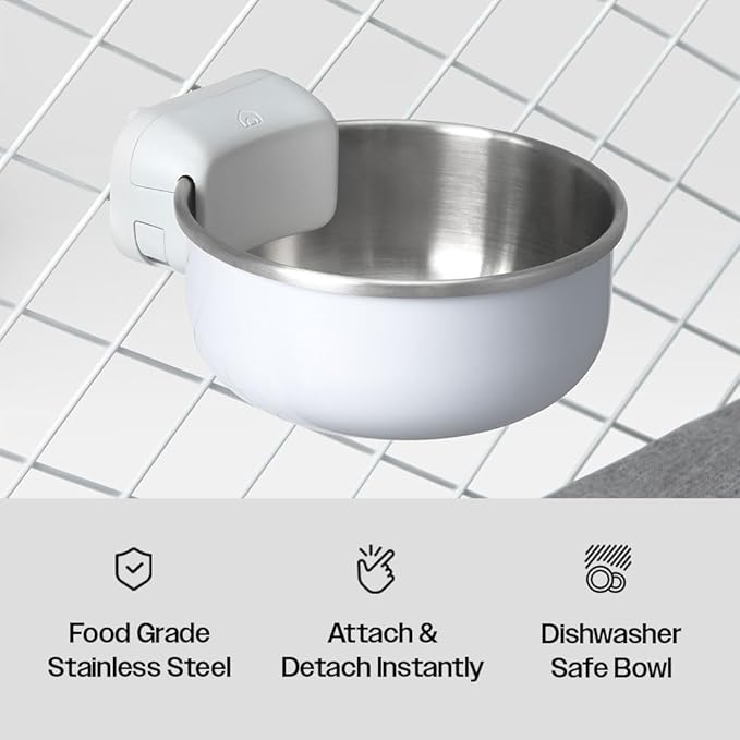 DIGGS Crate Bowl for Dogs - Clip on Pet Bowl for Water & Food - Puppy Training Necessities - Spill-Resistant, Universal Dog Crate Accessories (38oz.)