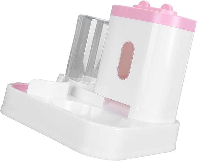 Automatic Pet Food Water Dispenser Large Capacity 2 in 1 Cat Feeder Waterer for Dogs and Puppies (Pink)