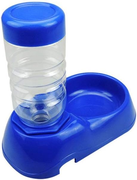 Automatic Dog Pet Feeder Cats Water Dispenser Food Dish Bowl Feeder Drinking Bowl Bottle for Dog Cats Drinker Pet Supplies (Color : Red) (Blue)