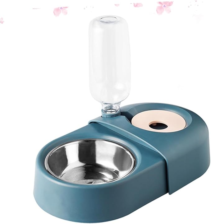 Automatic Dog and Cat Feeder Bowl with Water Dispensing Function, Blue Anti-Spill Pet Food and Water Bowl for Home Use, Sturdy Pet Feeding Supply