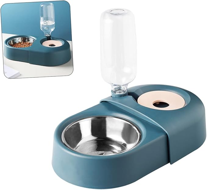 SUPVOX Pet Feeder Automatic Water Dispenser for Dogs and Cats Dual Bowls for Food and Easy to Spill Design