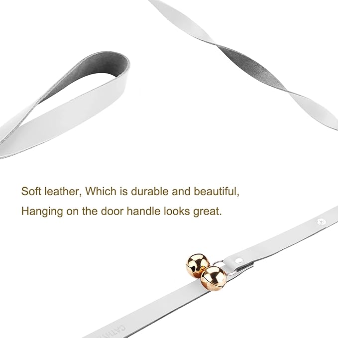 Leather Dog Doorbells for Door Knob, Dog Bells to Go Outside & Puppy Potty Training, Adjustable Brass Dog Bell, Makes Training Your Puppy a Breeze.